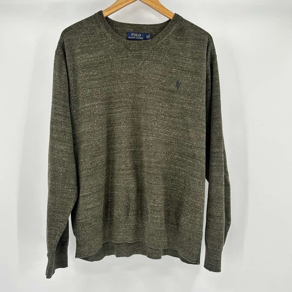 Polo Ralph Lauren Cotton Crew Neck Sweater Mens XL Marled Green Old Money Preppy